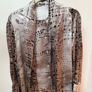 Robert Quaglia Vintage Designer Silk Patterned Blouse